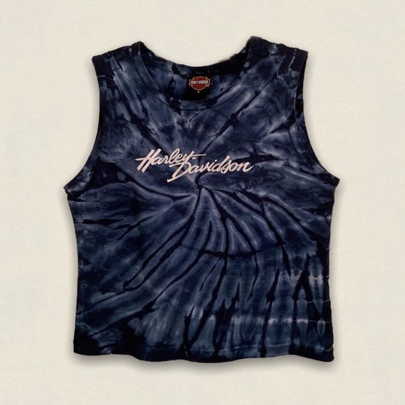 Blue tie-dyed Harley Davidson tank top 2003 - Picture 3 of 6